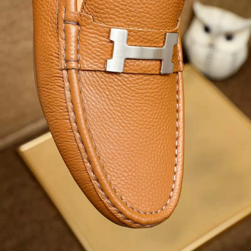 hermes cuir chaussures pour homme s_12316444